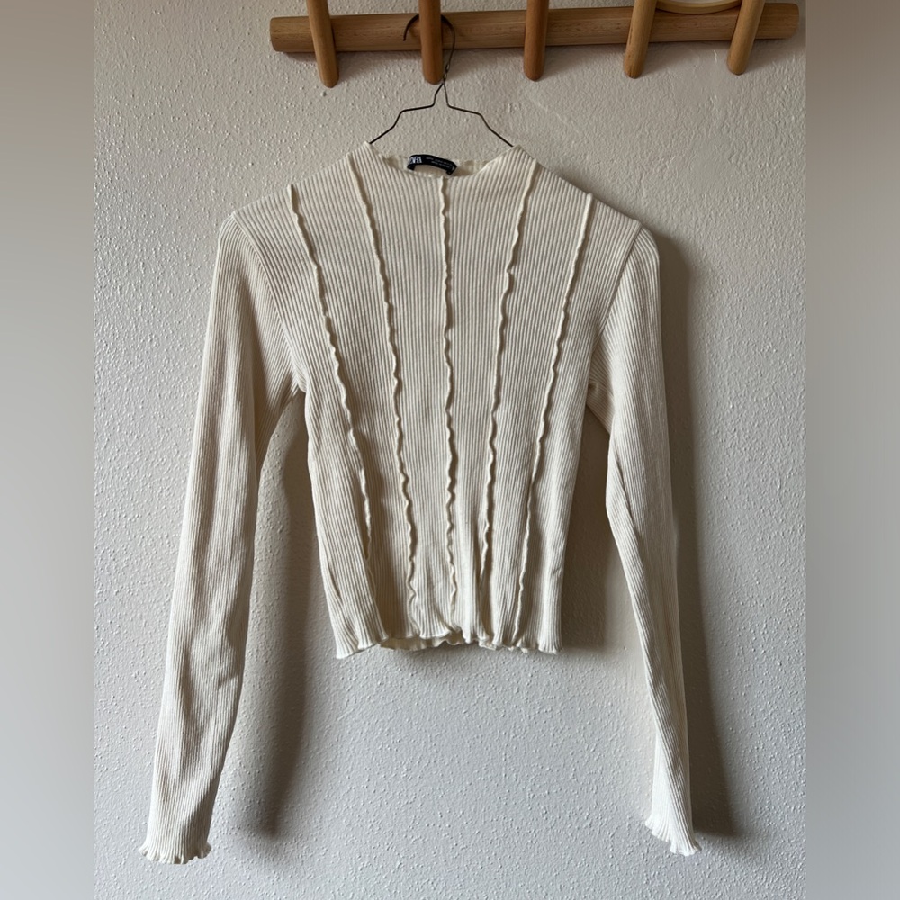 lettuce edge long sleeve beige